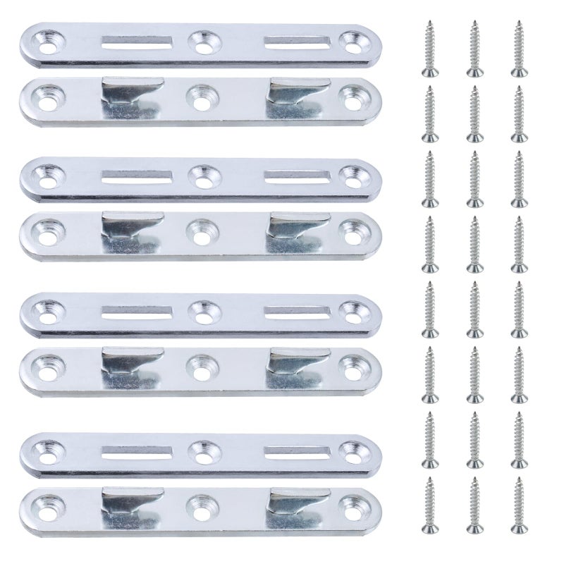 Antrader Wood Bed Rail Connecting Fittings, 5.1 Inch Zinc Round Bed Hook, Set of 4 - Image 1